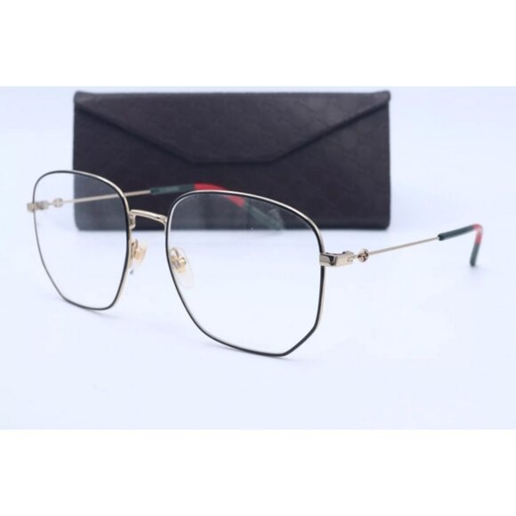 New Authentic Gucci GG0396O 001 Black/Gold Butterfly Eyeglasses Clear Lens 56mm